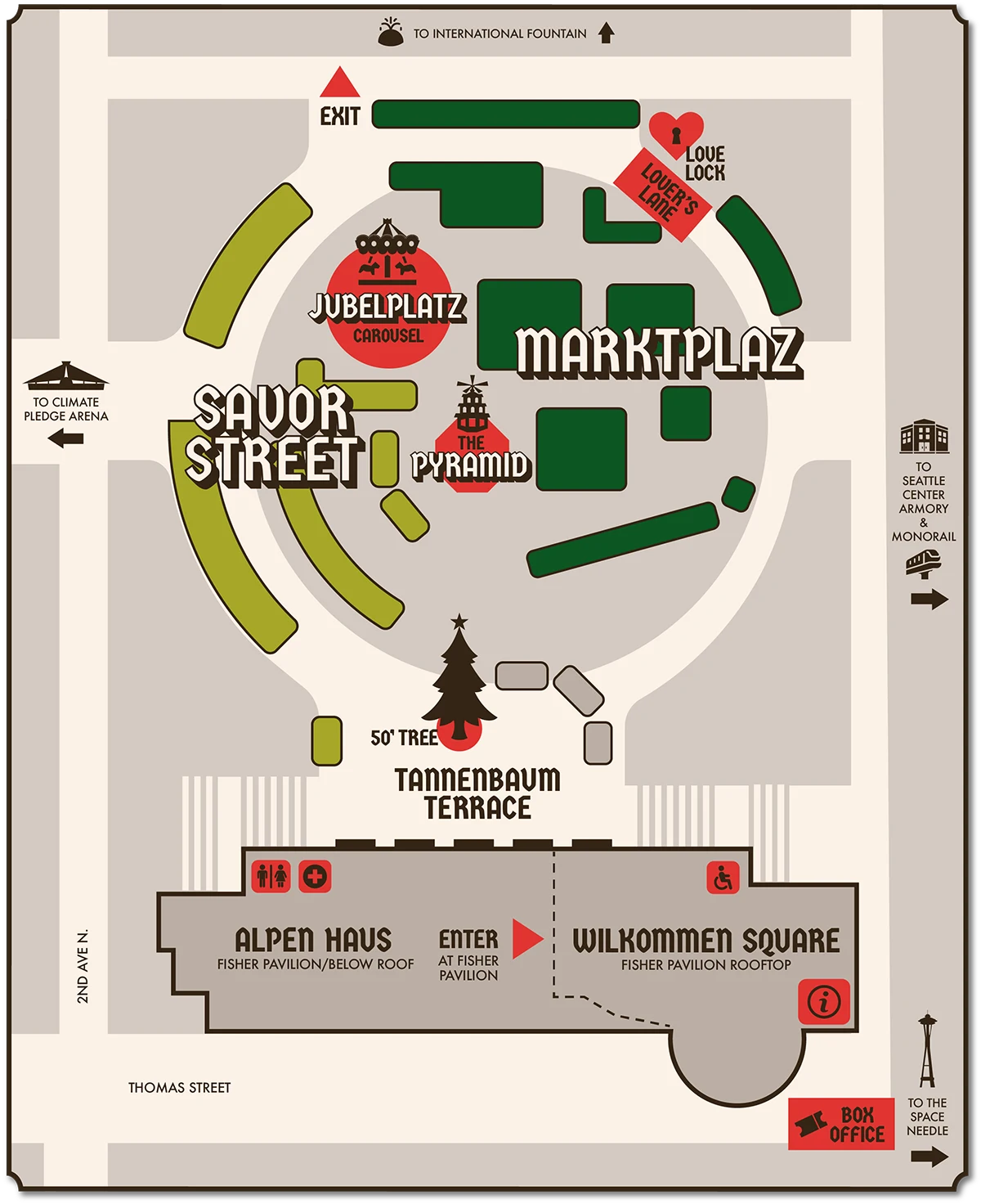 Map of Seattle Christmas market